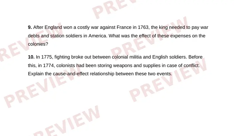 Page 2 partial preview of Colonial America Timelines