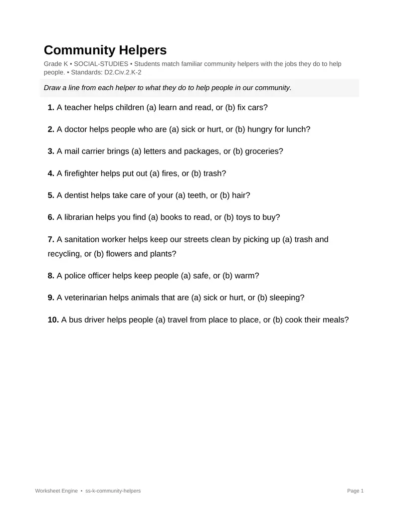 Page 1 preview of Community Helpers