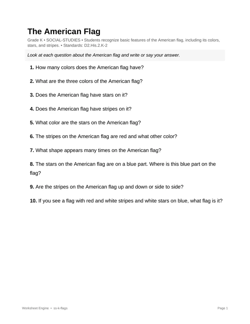 Page 1 preview of The American Flag
