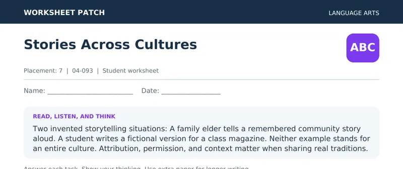 Page 1 preview of Stories Across Cultures