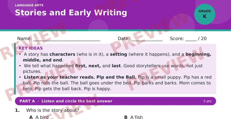 Page 1 preview of Stories and Early Writing
