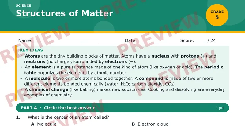Page 1 preview of Structures of Matter