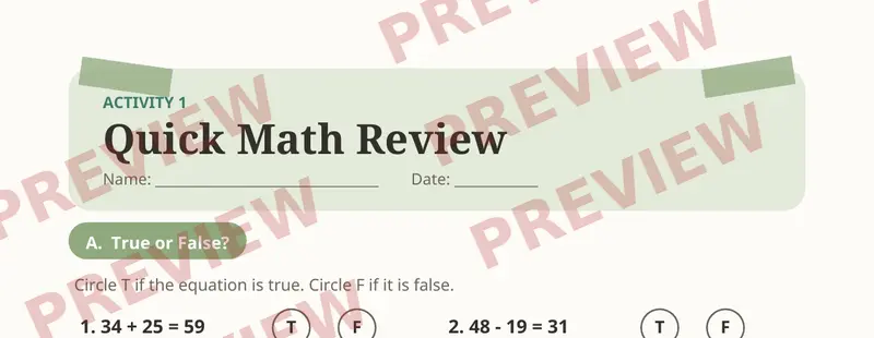 Partial preview of 2nd Grade Sub Plans Sampler