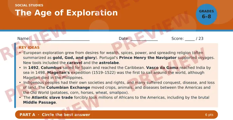 Page 1 preview of The Age of Exploration