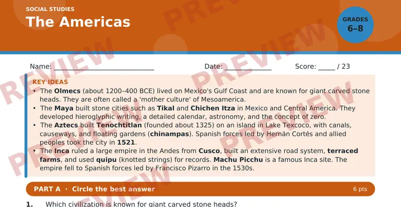Page 1 preview of The Americas