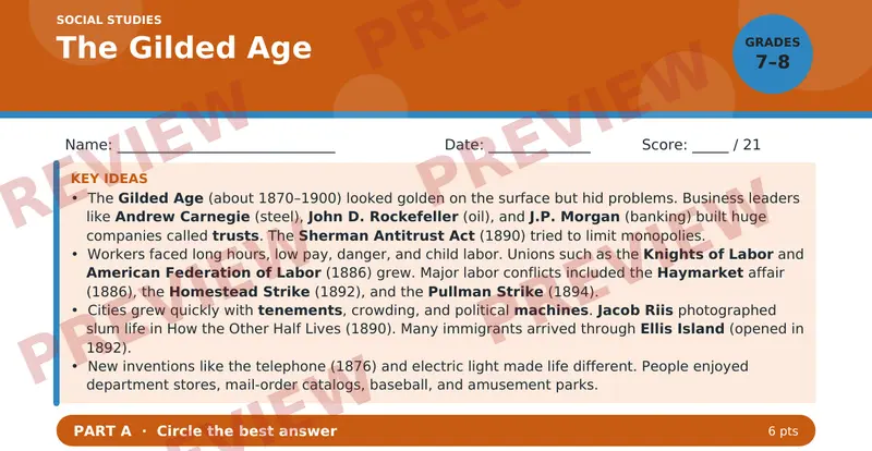 Page 1 preview of The Gilded Age
