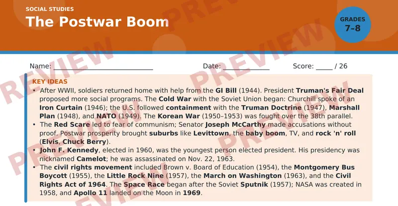Page 1 preview of The Postwar Boom