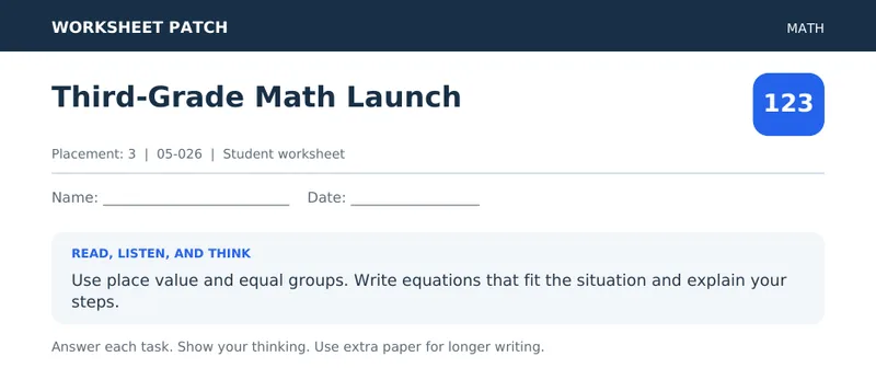Page 1 preview of Third-Grade Math Launch
