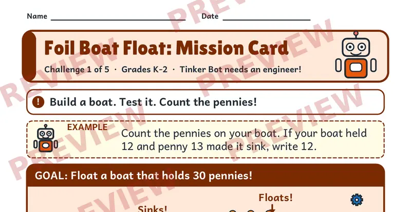 Page 1 preview of Tinker Bot's STEAM Challenges