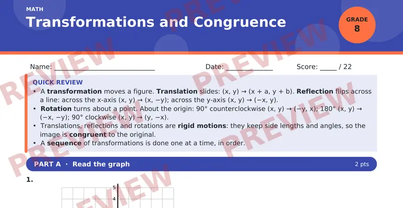 Page 1 preview of Transformations and Congruence