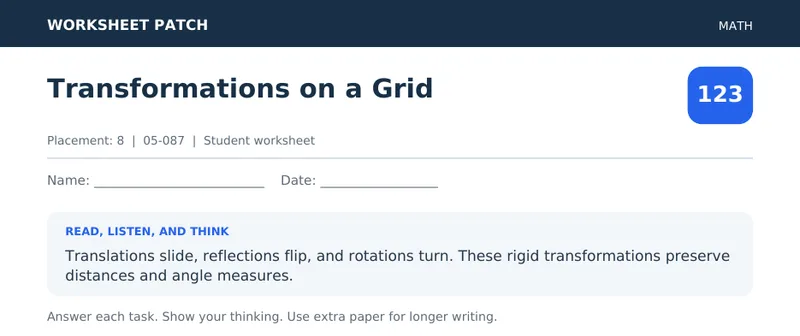 Page 1 preview of Transformations on a Grid