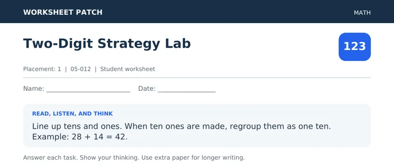 Page 1 preview of Two-Digit Strategy Lab