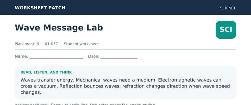 Page 1 preview of Wave Message Lab