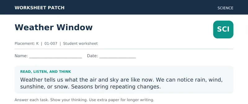 Page 1 preview of Weather Window