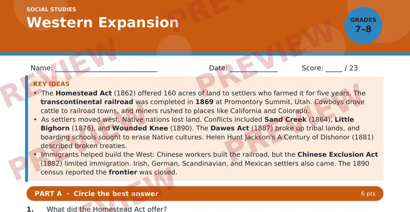 Page 1 preview of Western Expansion