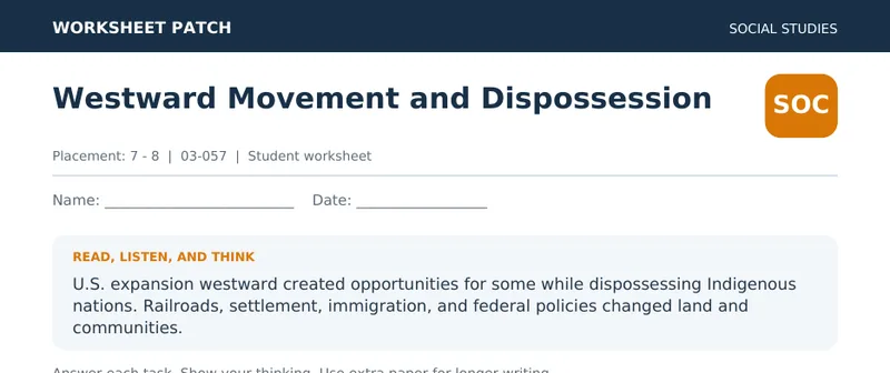 Page 1 preview of Westward Movement and Dispossession