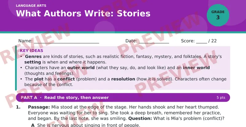 Page 1 preview of What Authors Write: Stories