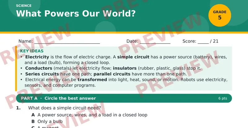 Page 1 preview of What Powers Our World?