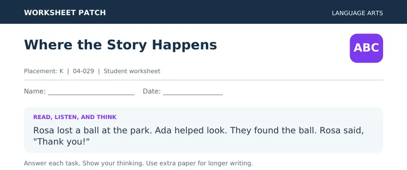 Page 1 preview of Where the Story Happens