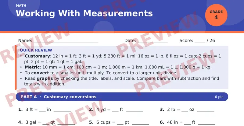 Page 1 preview of Working With Measurements