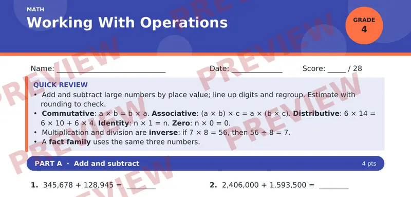 Page 1 preview of Working With Operations