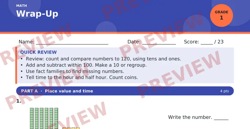 Page 1 preview of Wrap-Up — Grade 1