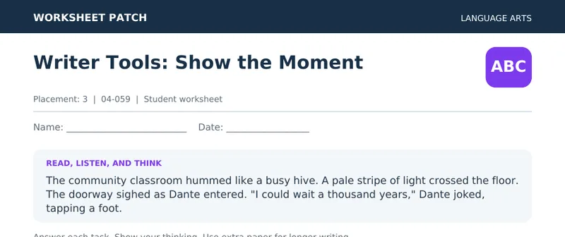 Page 1 preview of Writer Tools: Show the Moment — Grade 3
